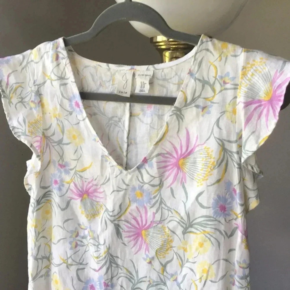 JOIE linen floral shift dress flutter sleeves Size XS - Picture 4 of 9